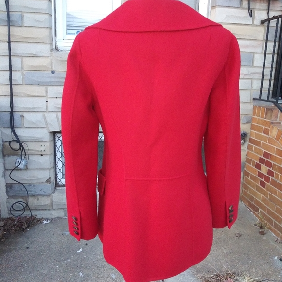 🆕Talbots | 100% Wool Light Peacoat In Red Women's Size 6 Petite Womens Red Coat - Picture 2 of 15